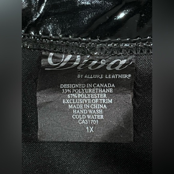 Women's 1x Diva Black Faux Leather Jacket with Mesh Sleeves. - Picture 5 of 8